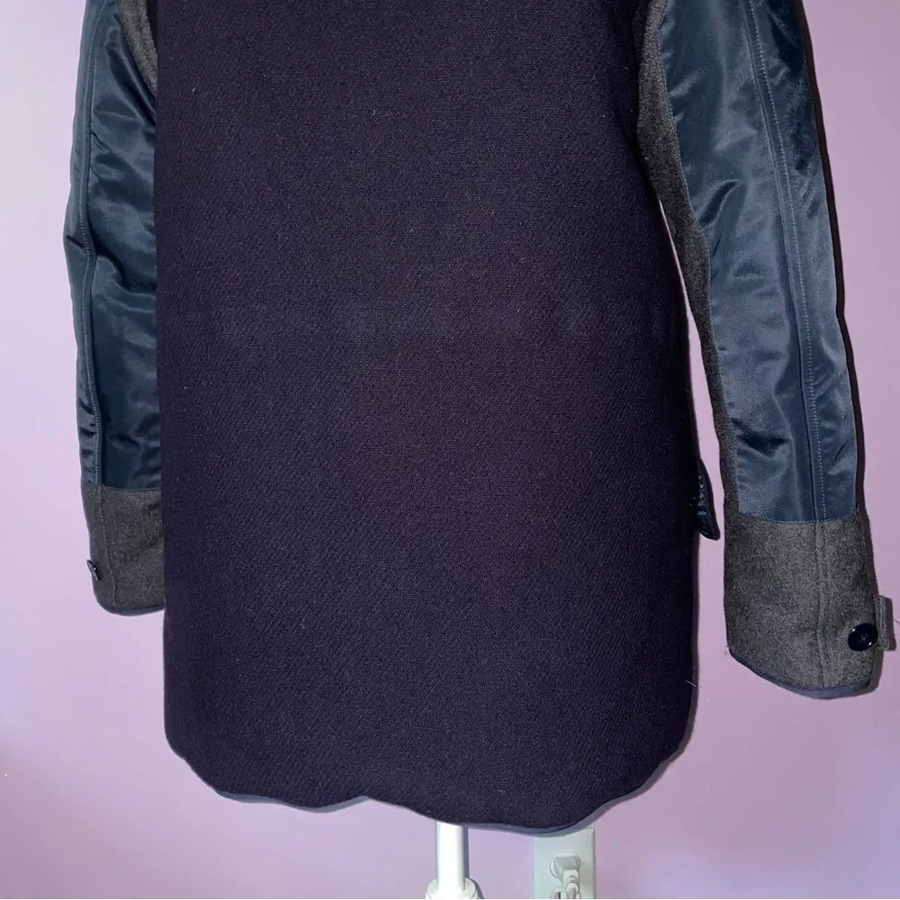 J Crew Parka Coat Burbridge Mixed Media Navy Charcoal